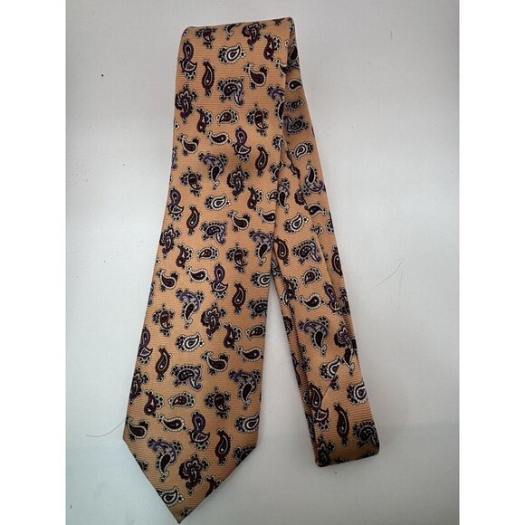 VTG LOT OF 3 Yellow Tone Silk Ties Made in Italy Paisley, Textured Pattern - Picture 8 of 9